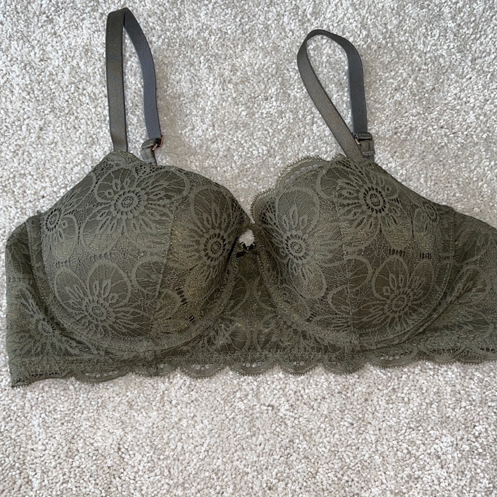 Aerie green lace demi bra